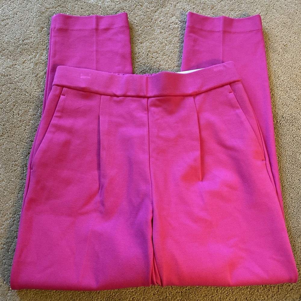 NWT ANN TAYLOR WOMEN'S FUCHSIA PINK TAPERED EASY ANKLE PANTS HIGH RISE STRETCH S
